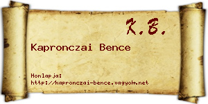 Kapronczai Bence névjegykártya